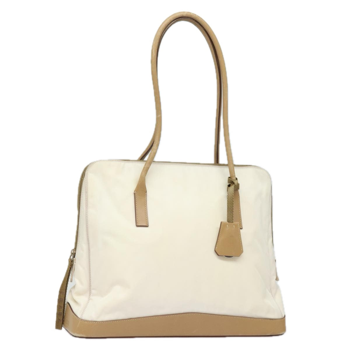 PRADA Shoulder Bag Nylon Leather White Auth