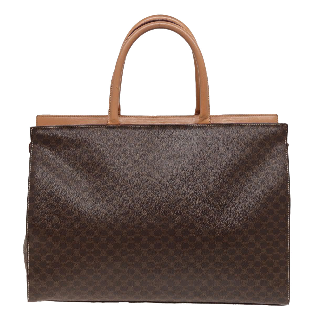 Luxury CELINE Macadam Canvas Hand Bag PVC Leather Brown 15629