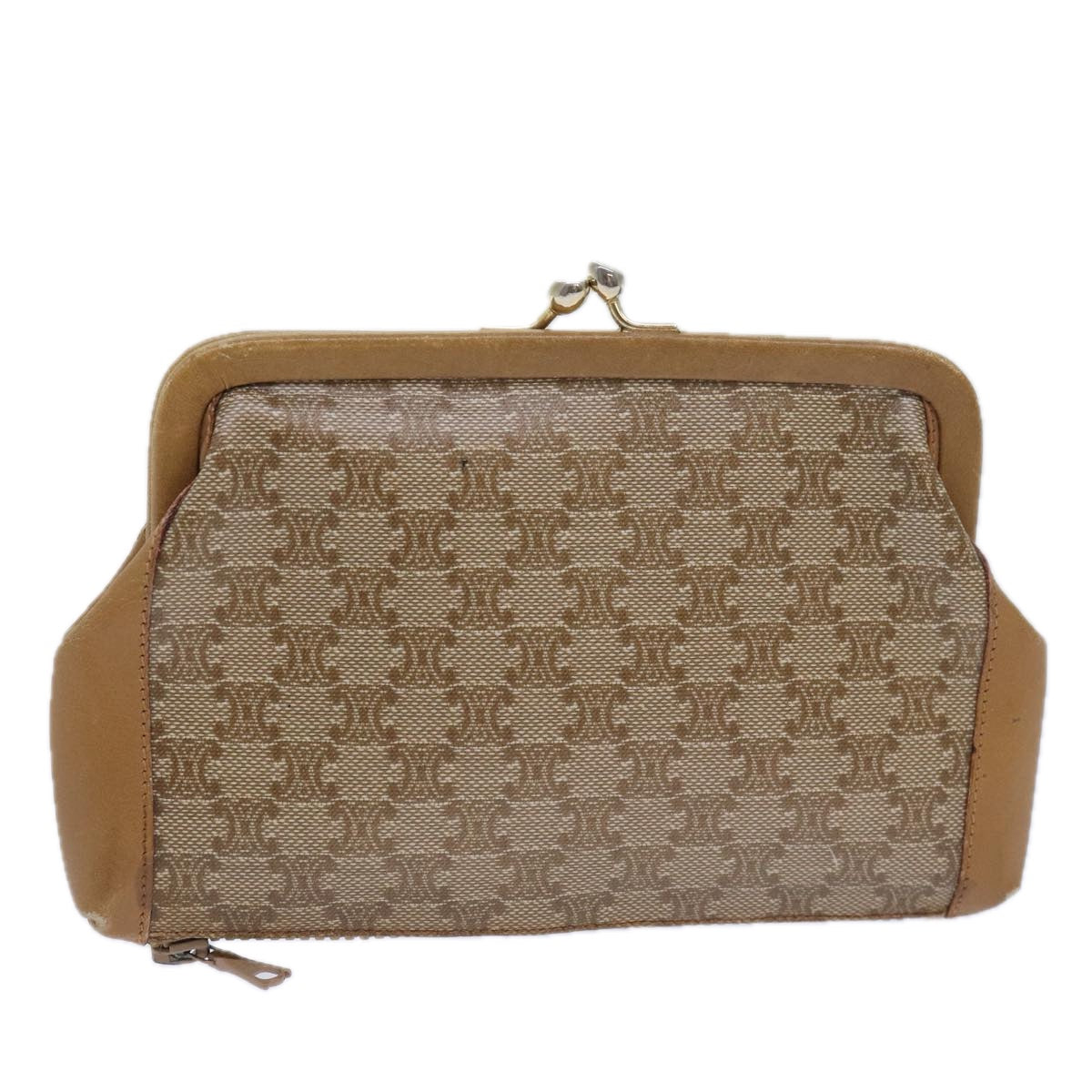 Luxury CELINE Macadam Canvas Pouch Beige 15651