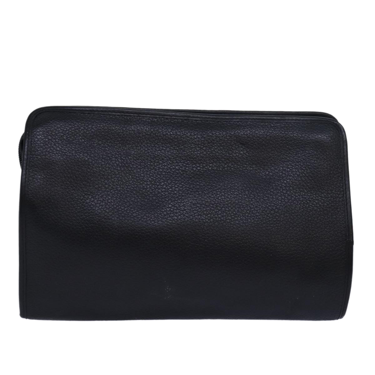 BurberrySs Clutch Bag Leather Black Auth bs15681