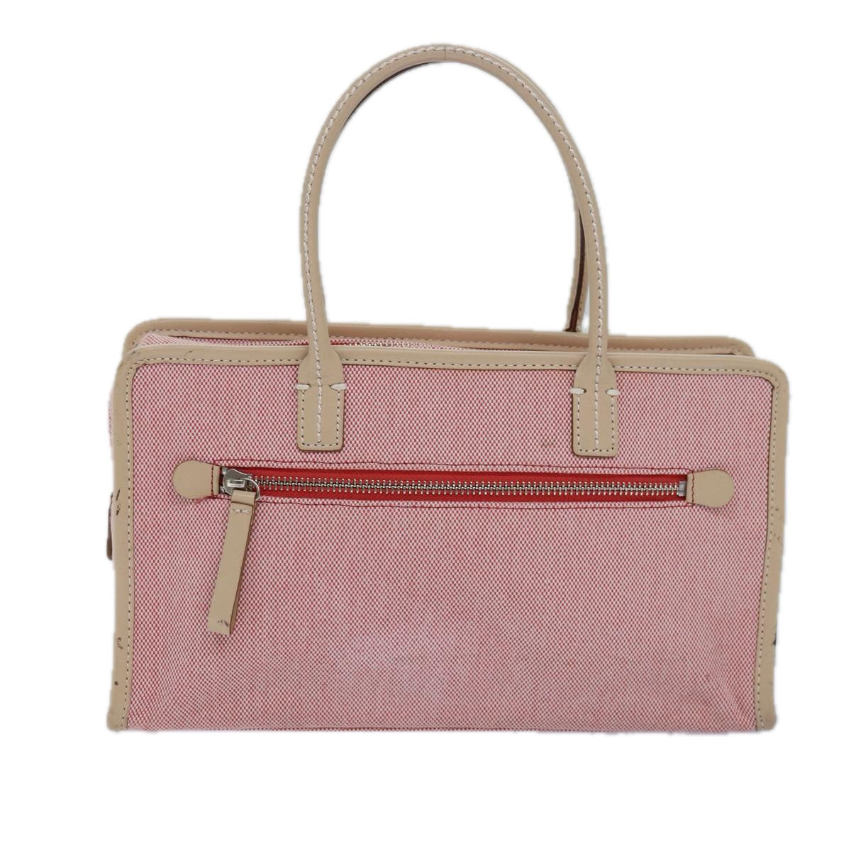 Burberry Nova Check Blue Nobel Hand Bag Canvas Pink Beige Auth bs15726