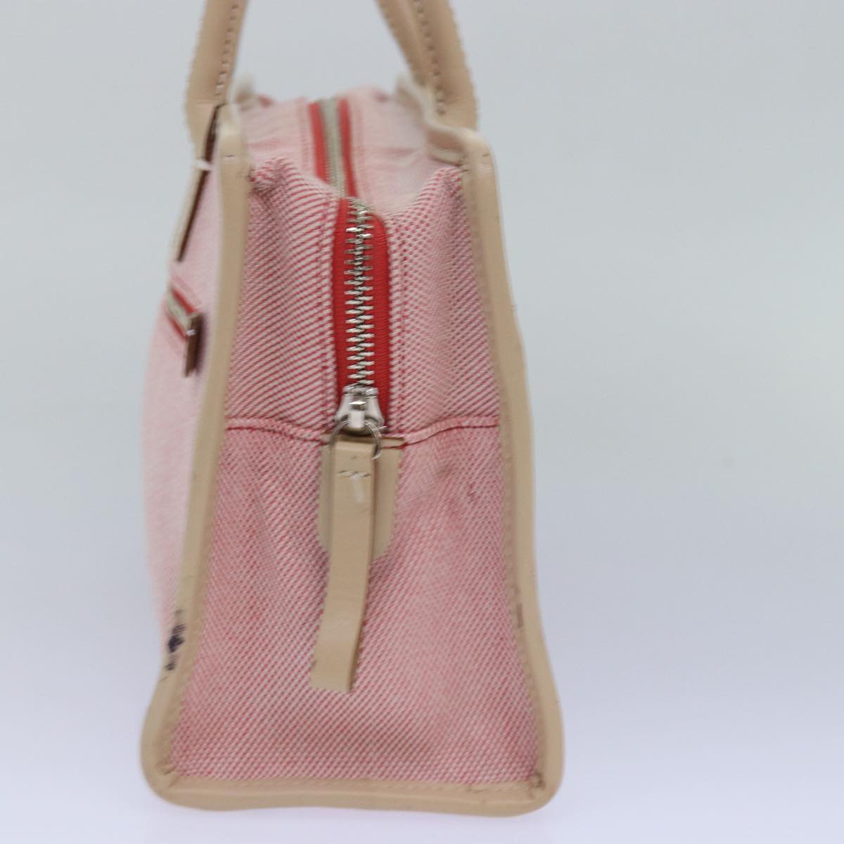 Burberry Nova Check Blue Nobel Hand Bag Canvas Pink Beige Auth bs15726