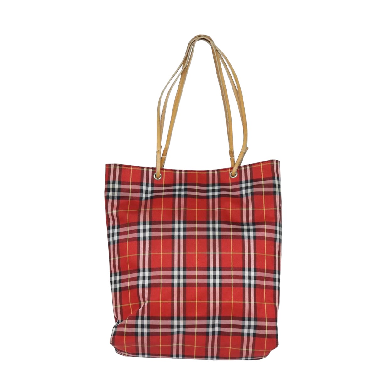 Burberry Nova Check Tote Bag Canvas Red Auth bs15730