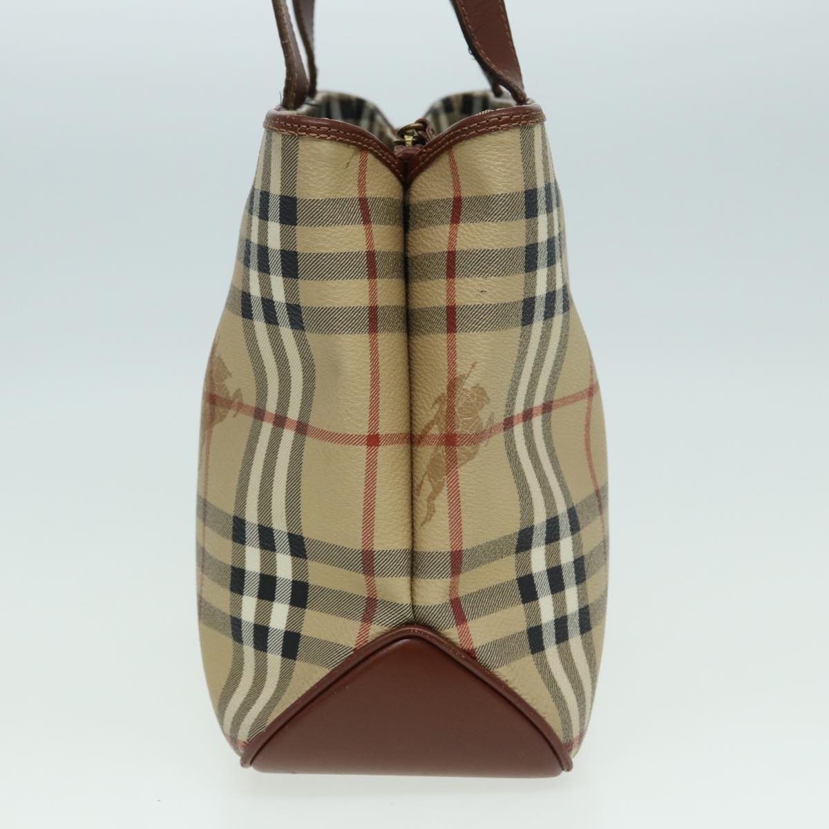 Burberry Nova Check Hand Bag PVC Beige Auth bs15799