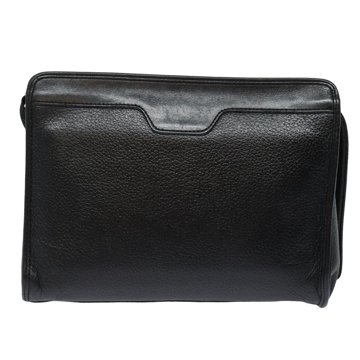 BurberrySs Clutch Bag Leather Black Auth bs15805