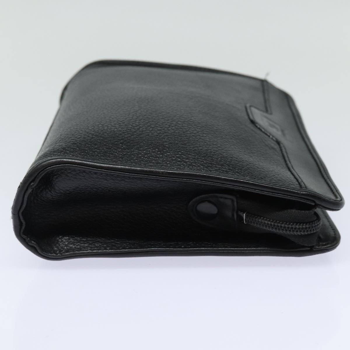 BurberrySs Clutch Bag Leather Black Auth bs15805