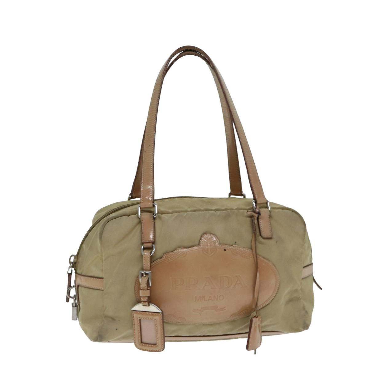 PRADA Shoulder Bag Nylon Beige Auth