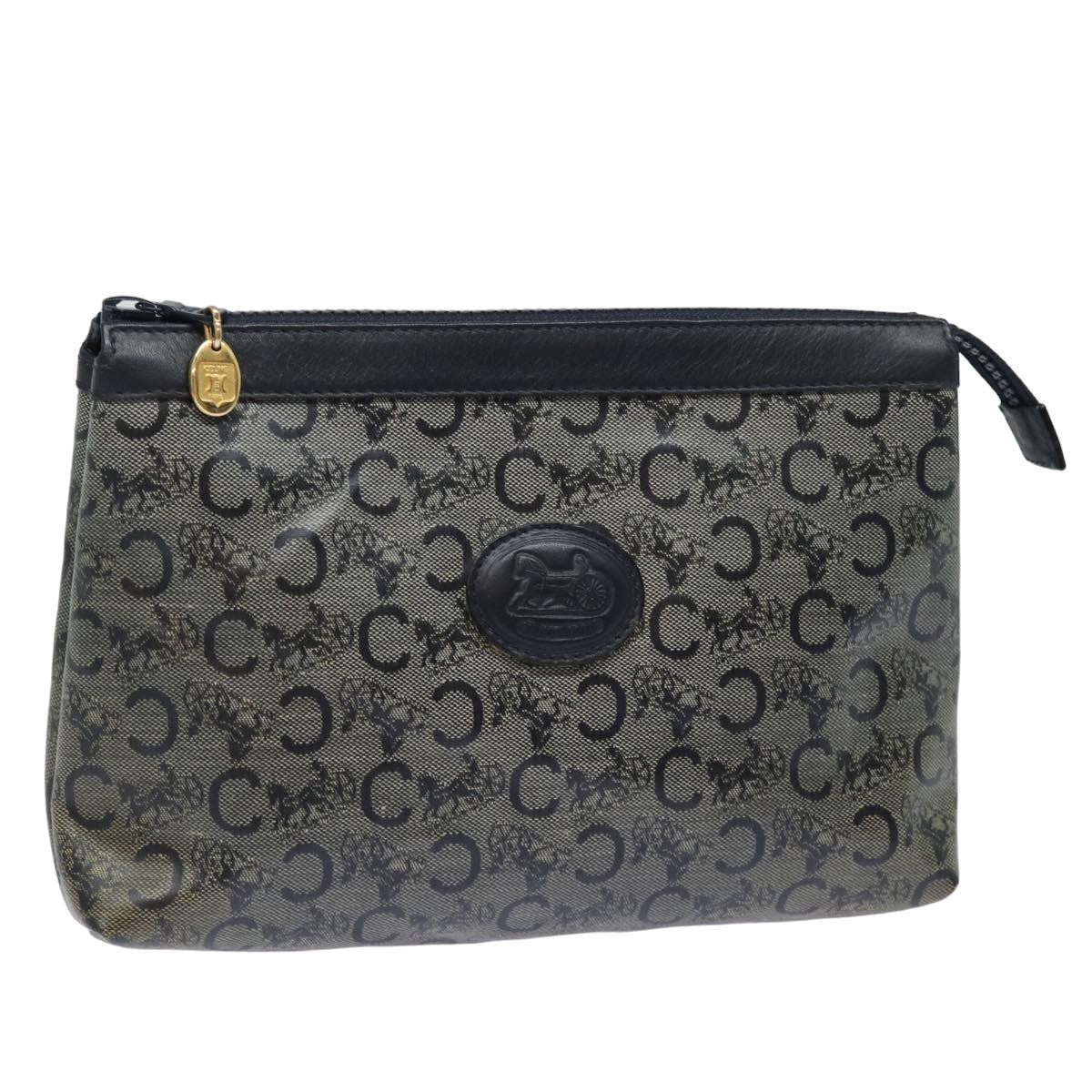 Luxury CELINE C Macadam Canvas Pouch Black 15889