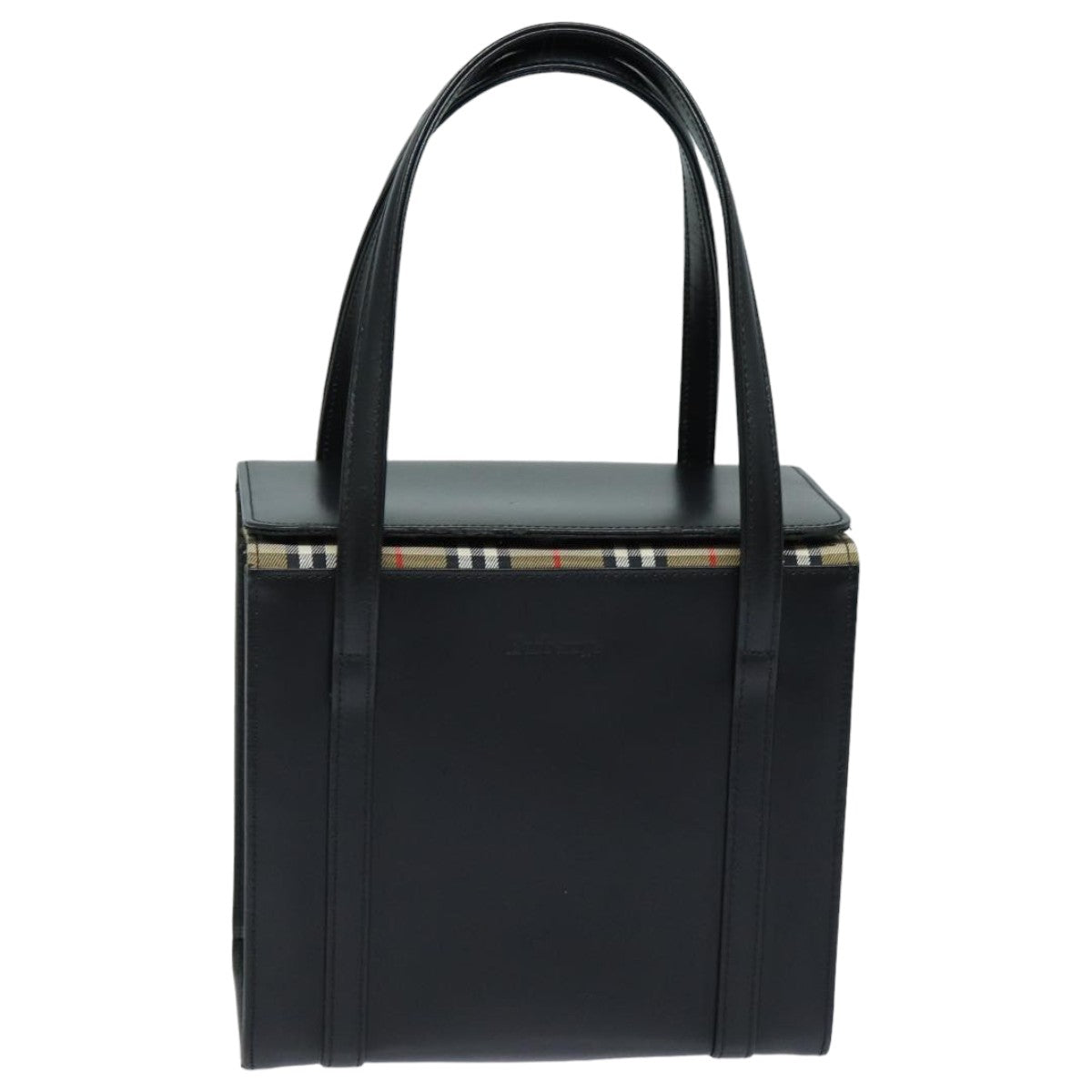 BurberrySs Hand Bag Leather Black Auth bs16011