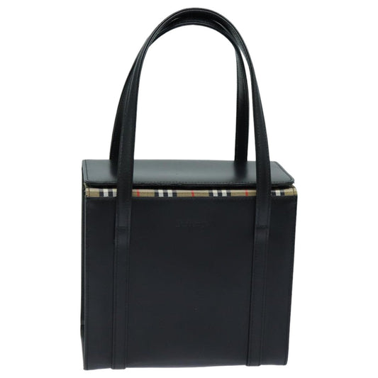 BurberrySs Hand Bag Leather Black Auth bs16011