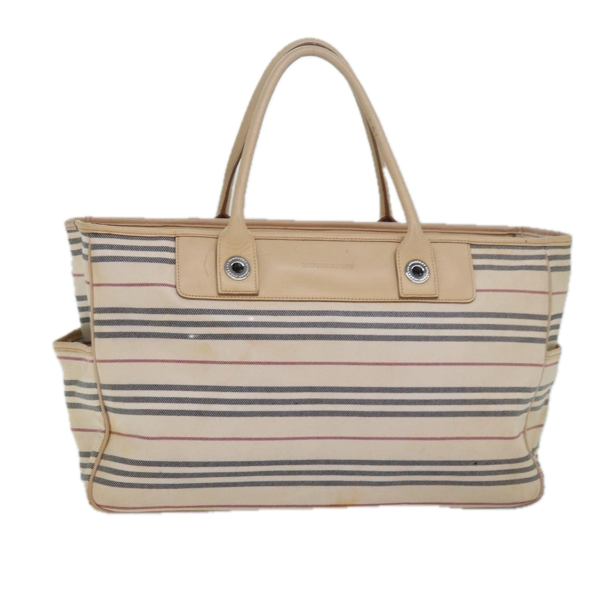 Burberry Nova Check Hand Bag Canvas Beige Auth bs16207