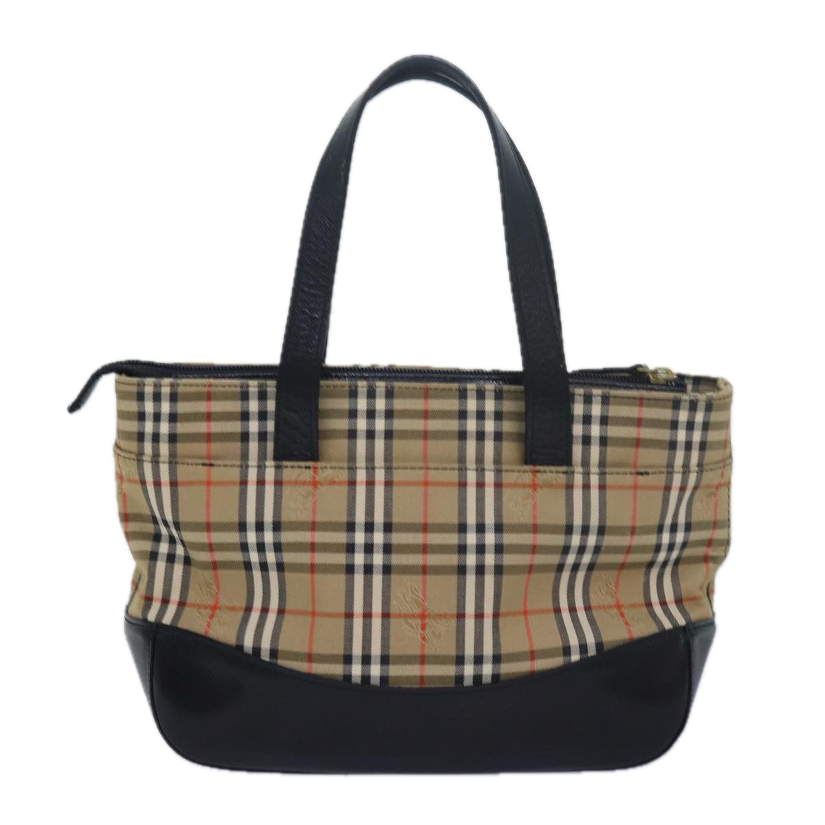 Burberry Nova Check Hand Bag Canvas Beige Auth bs16219