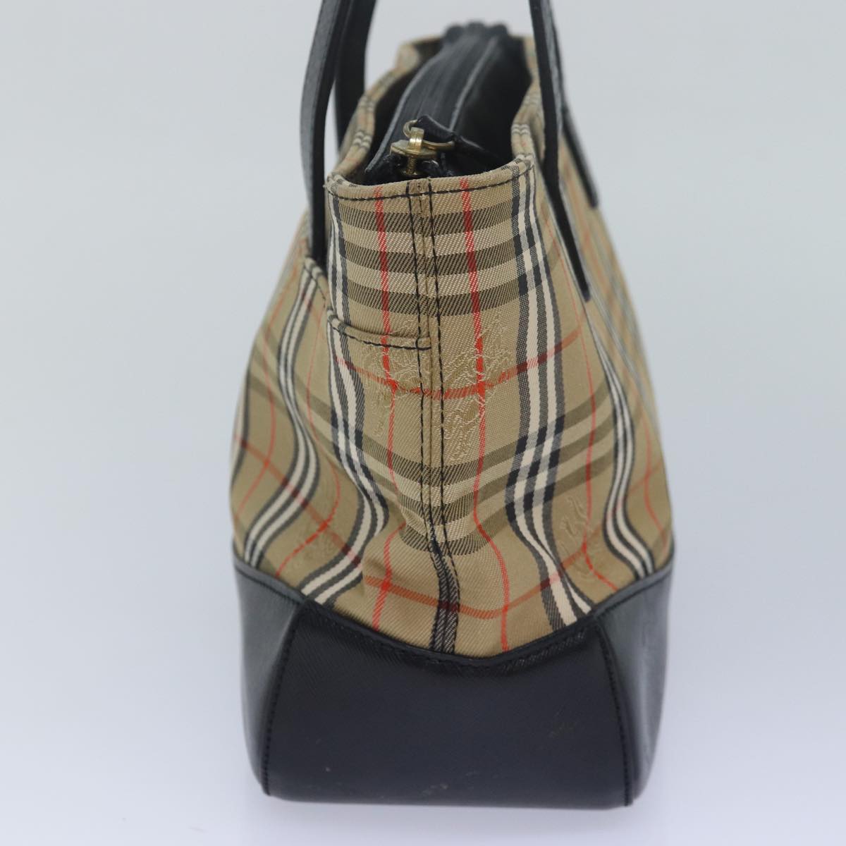 Burberry Nova Check Hand Bag Canvas Beige Auth bs16219