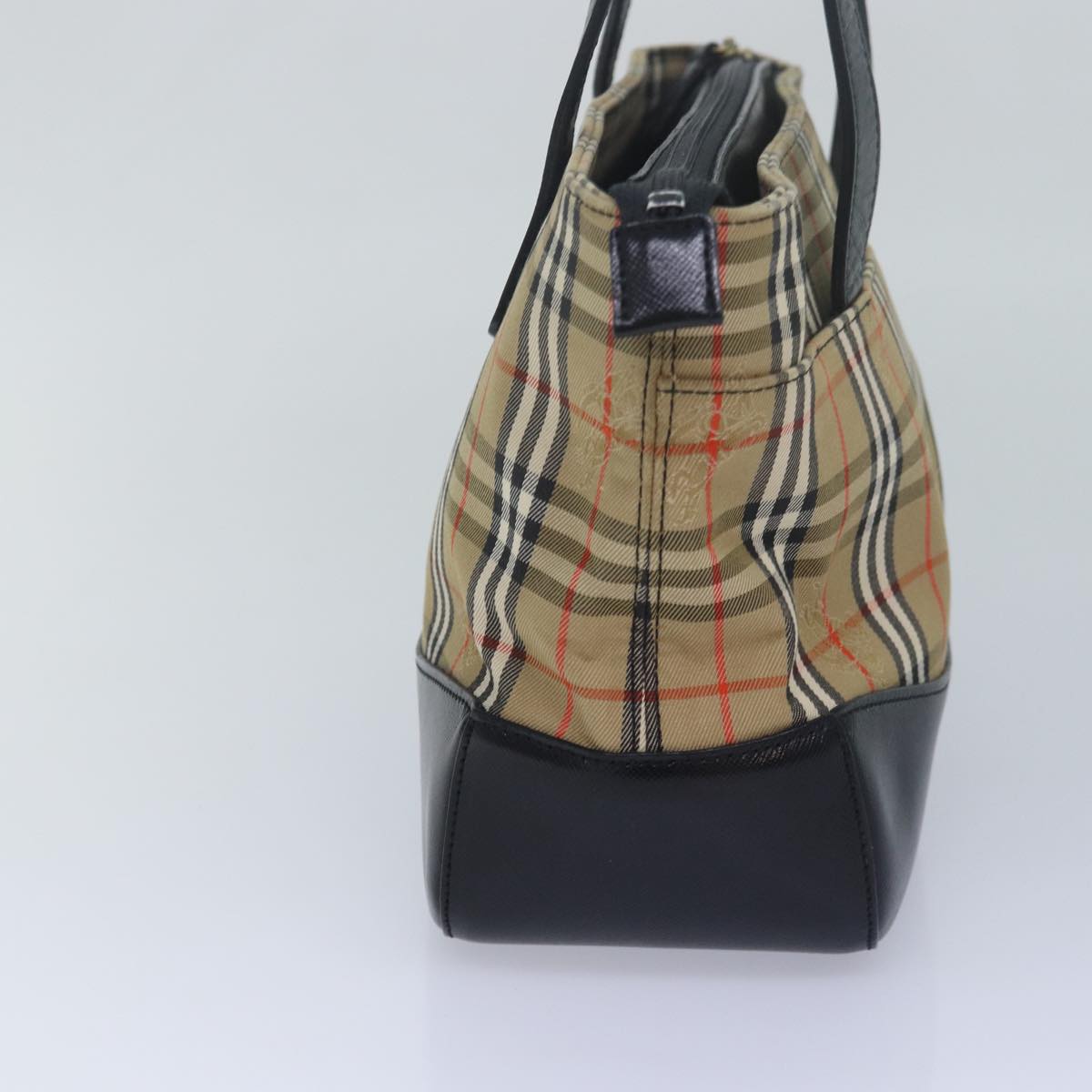 Burberry Nova Check Hand Bag Canvas Beige Auth bs16219