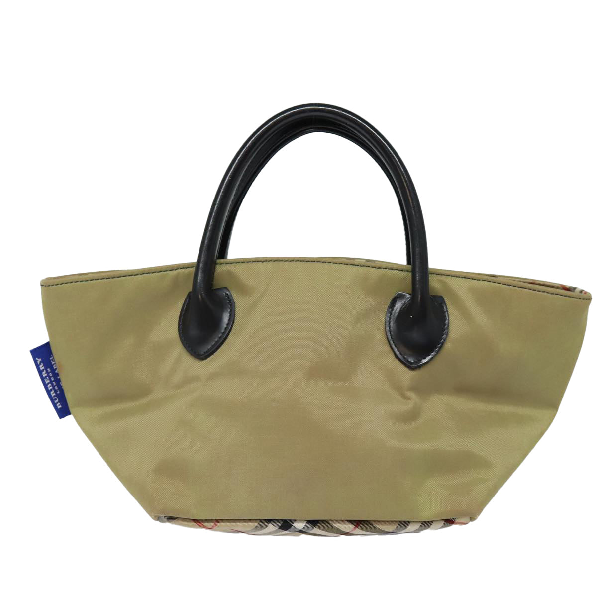Burberry Nova Check Blue Label Hand Bag Nylon Beige Auth bs16350