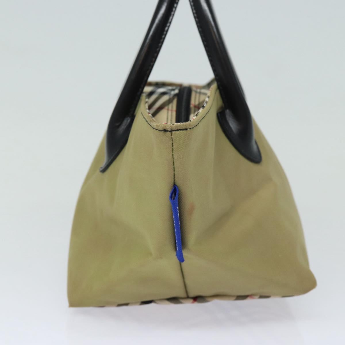 Burberry Nova Check Blue Label Hand Bag Nylon Beige Auth bs16350