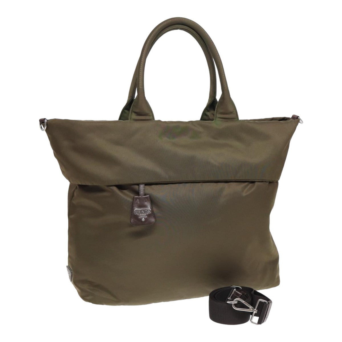 PRADA Tote Bag Nylon Khaki Auth