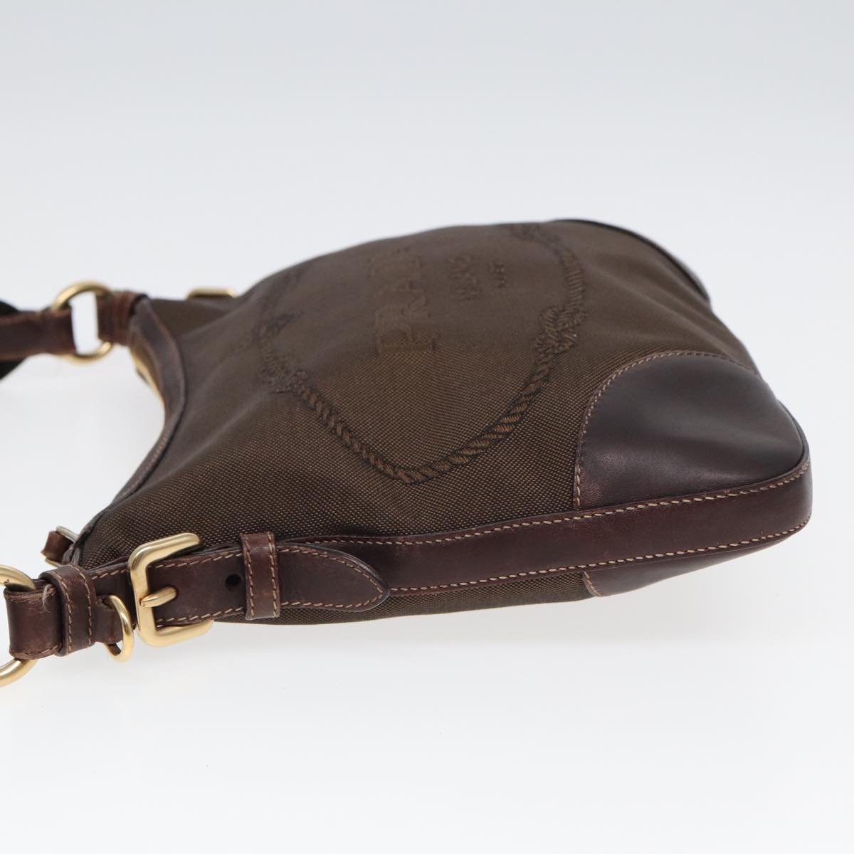 PRADA Shoulder Bag Canvas Brown Auth