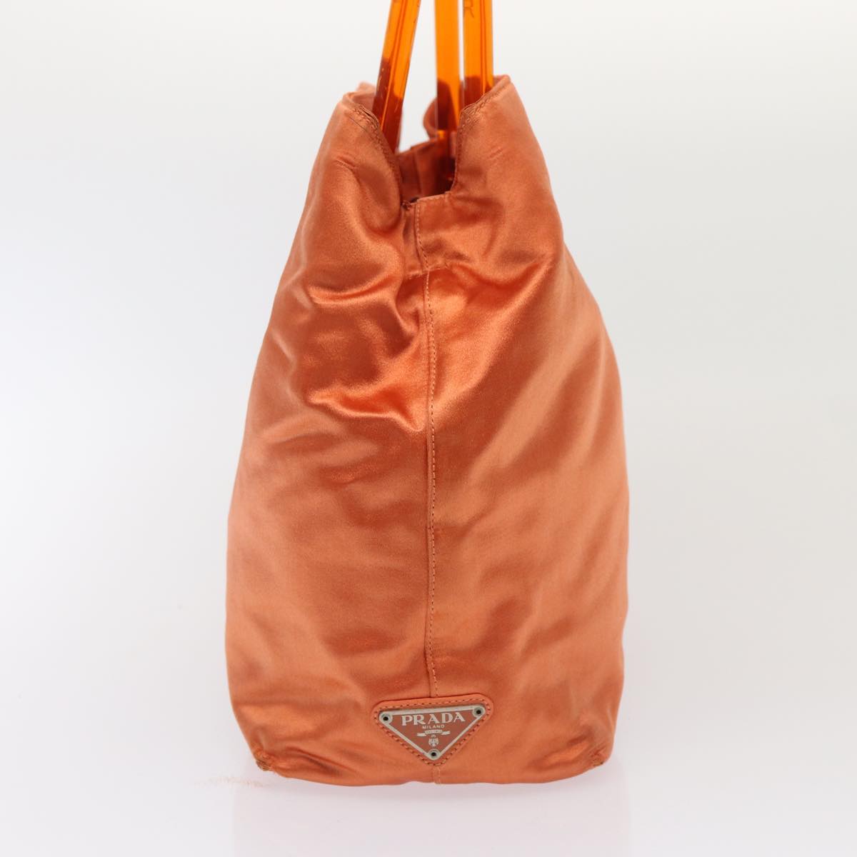 PRADA Hand Bag Satin Orange Auth
