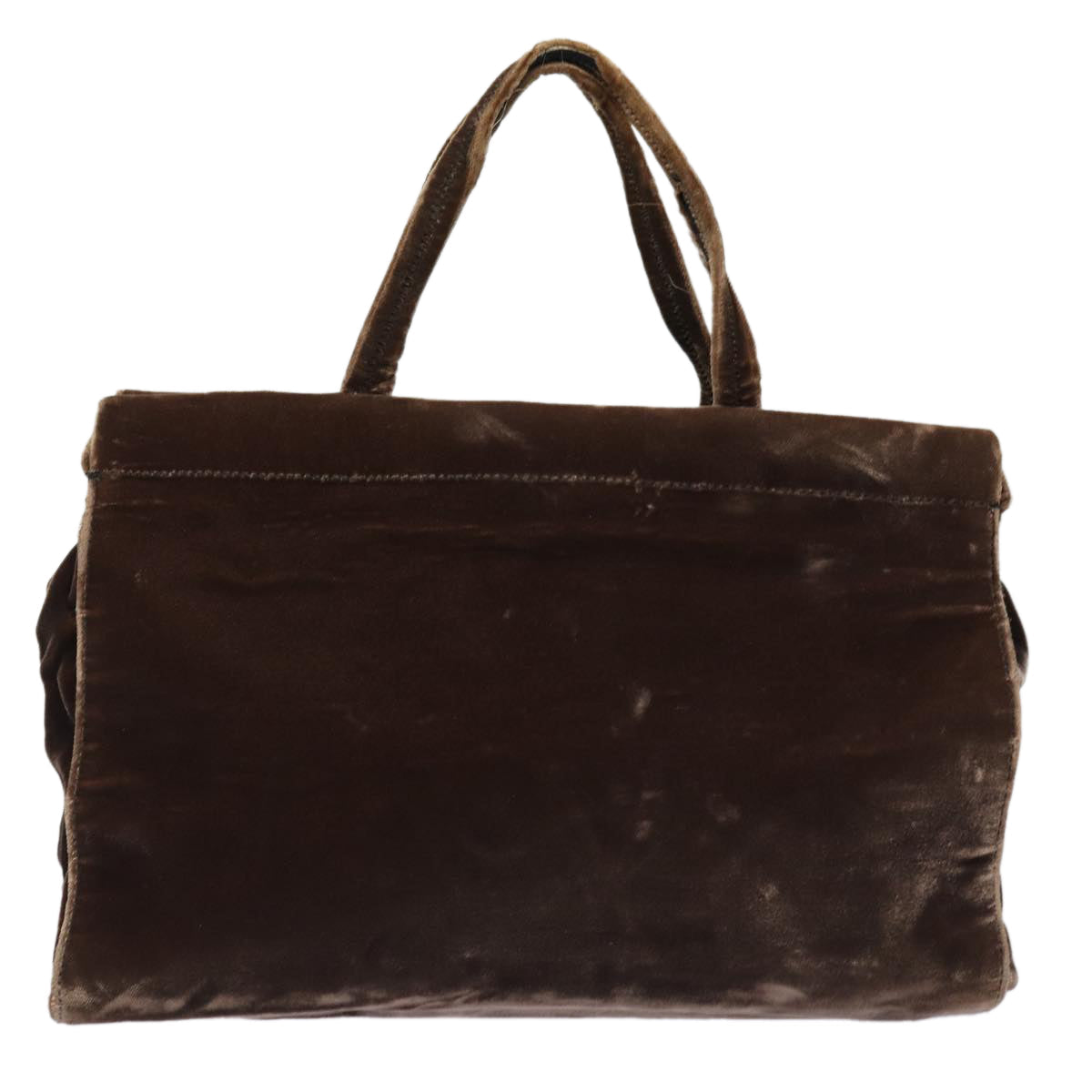 PRADA Hand Bag Velor Brown Auth