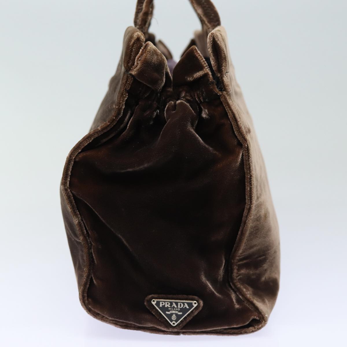 PRADA Hand Bag Velor Brown Auth