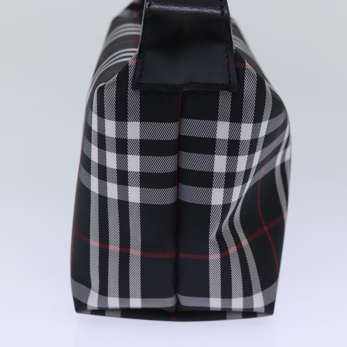 Burberry Nova Check Hand Bag Nylon Silver Black Auth bs16532