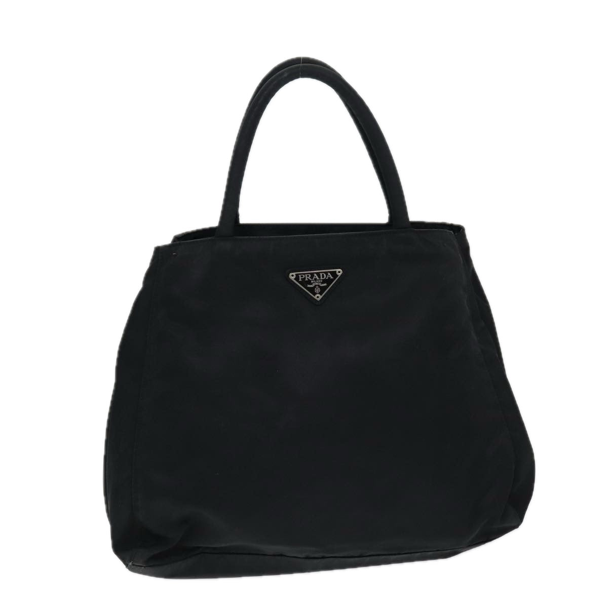 PRADA Hand Bag Nylon Black Silver Auth