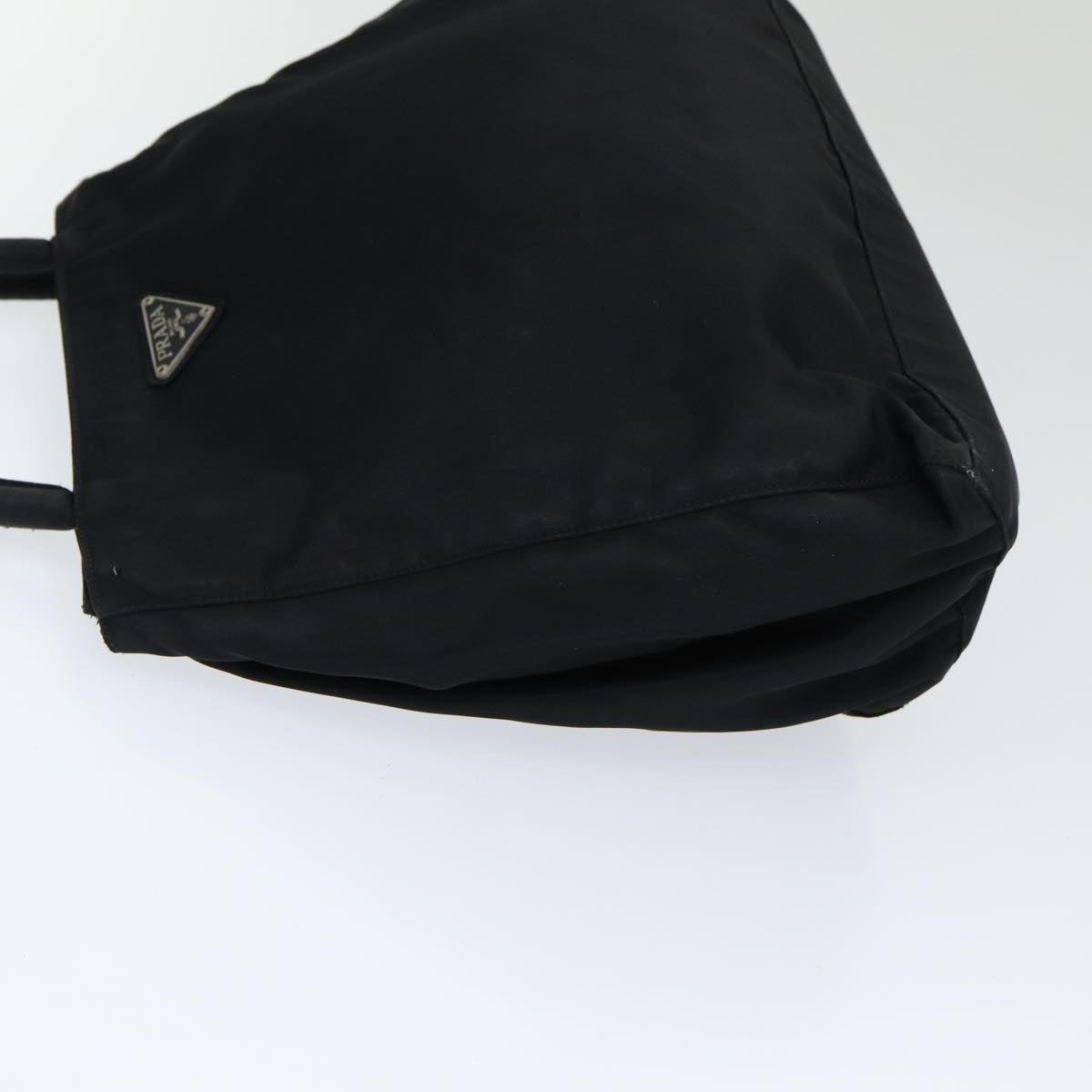 PRADA Hand Bag Nylon Black Silver Auth