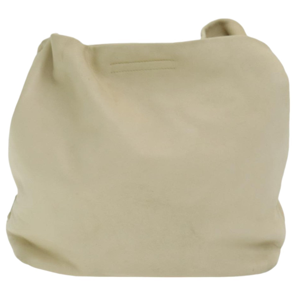 PRADA Shoulder Bag Leather Beige Silver Auth