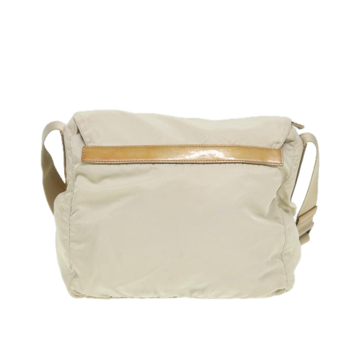 PRADA Shoulder Bag Nylon Beige Silver Auth