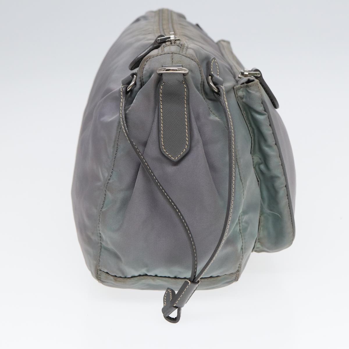 PRADA Shoulder Bag Nylon Blue Silver Auth