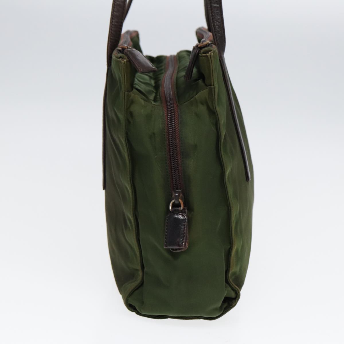 PRADA Shoulder Bag Nylon Khaki Silver Auth