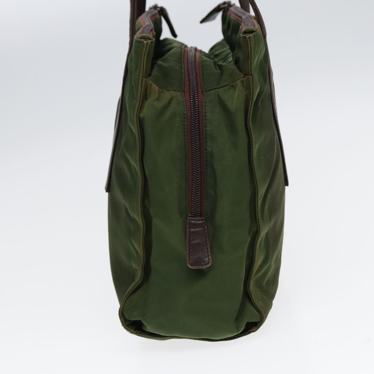 PRADA Shoulder Bag Nylon Khaki Silver Auth