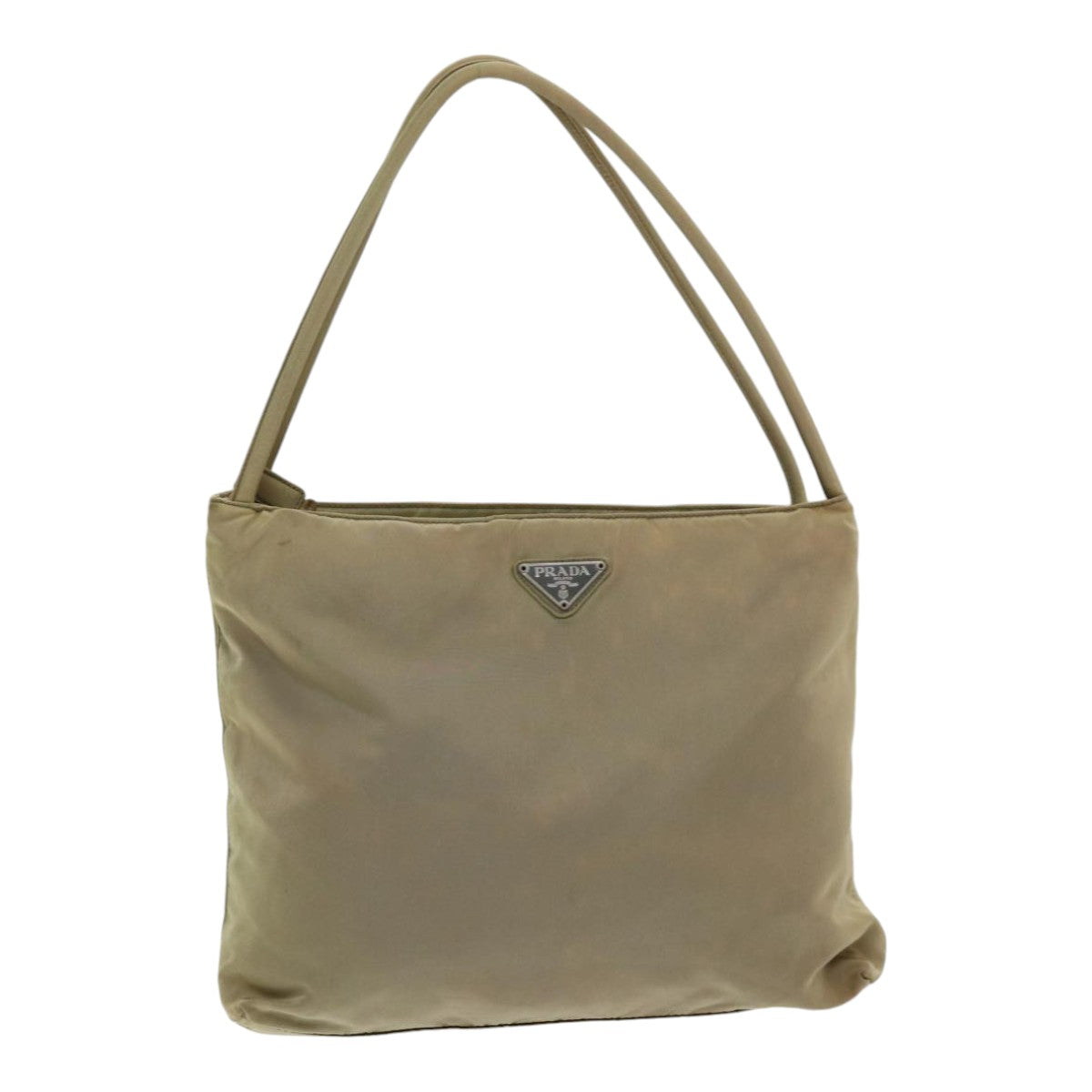 PRADA Tote Bag Nylon Beige Auth