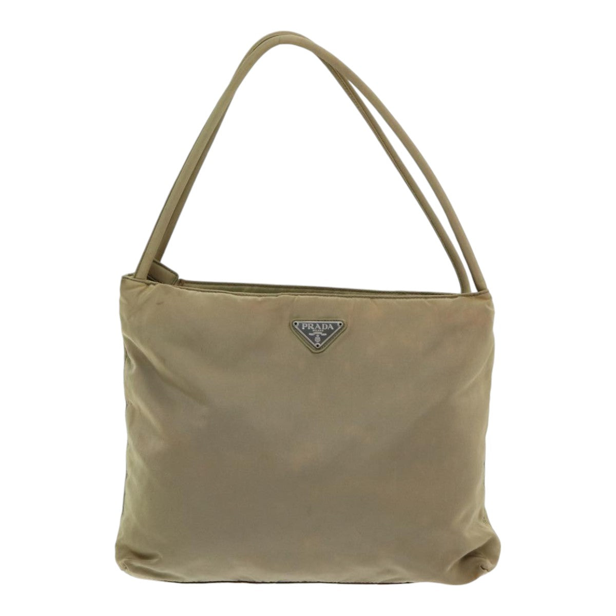 PRADA Tote Bag Nylon Beige Auth