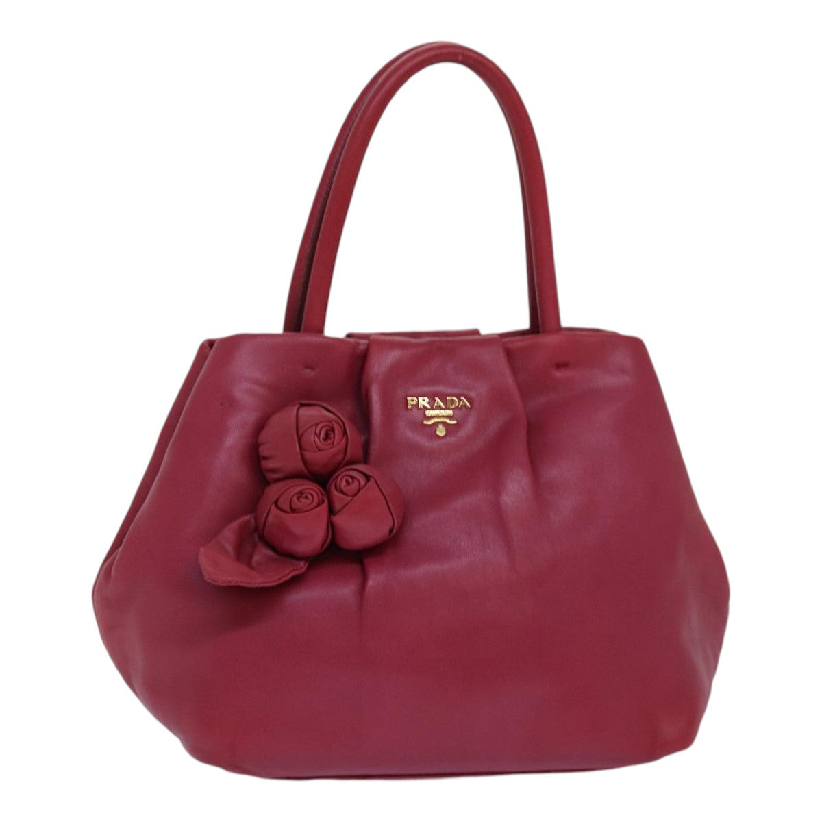 PRADA Hand Bag Leather Pink Auth