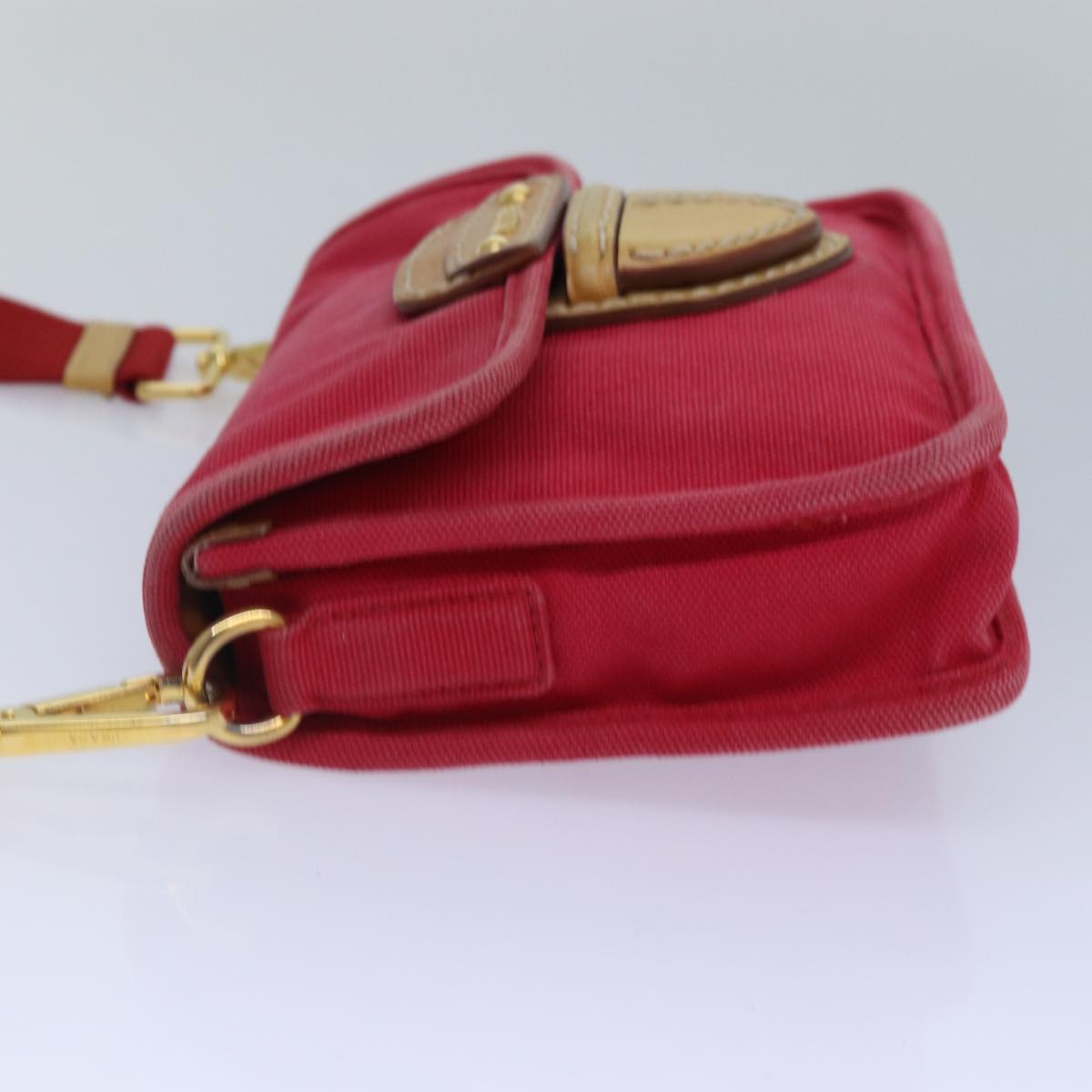PRADA Shoulder Bag Canvas Red Auth
