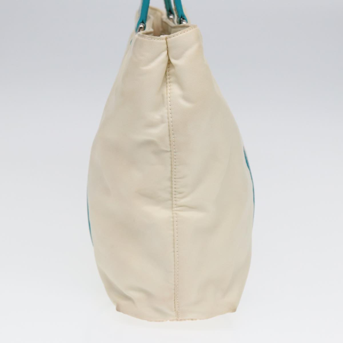 PRADA Hand Bag Nylon 2way White Turquoise Blue Auth