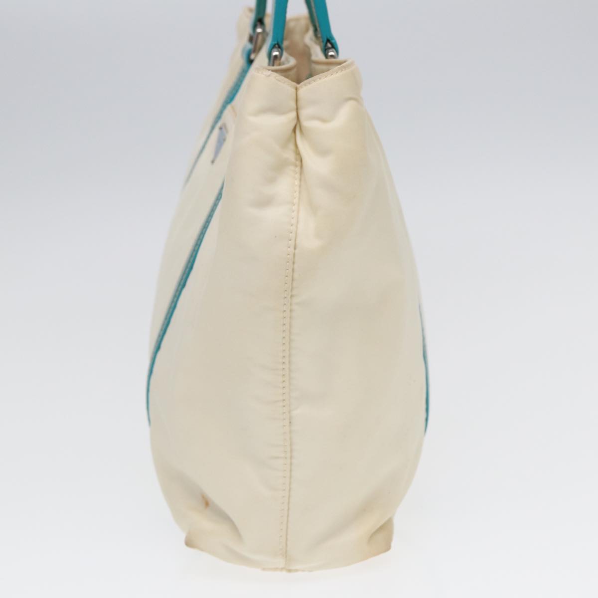 PRADA Hand Bag Nylon 2way White Turquoise Blue Auth