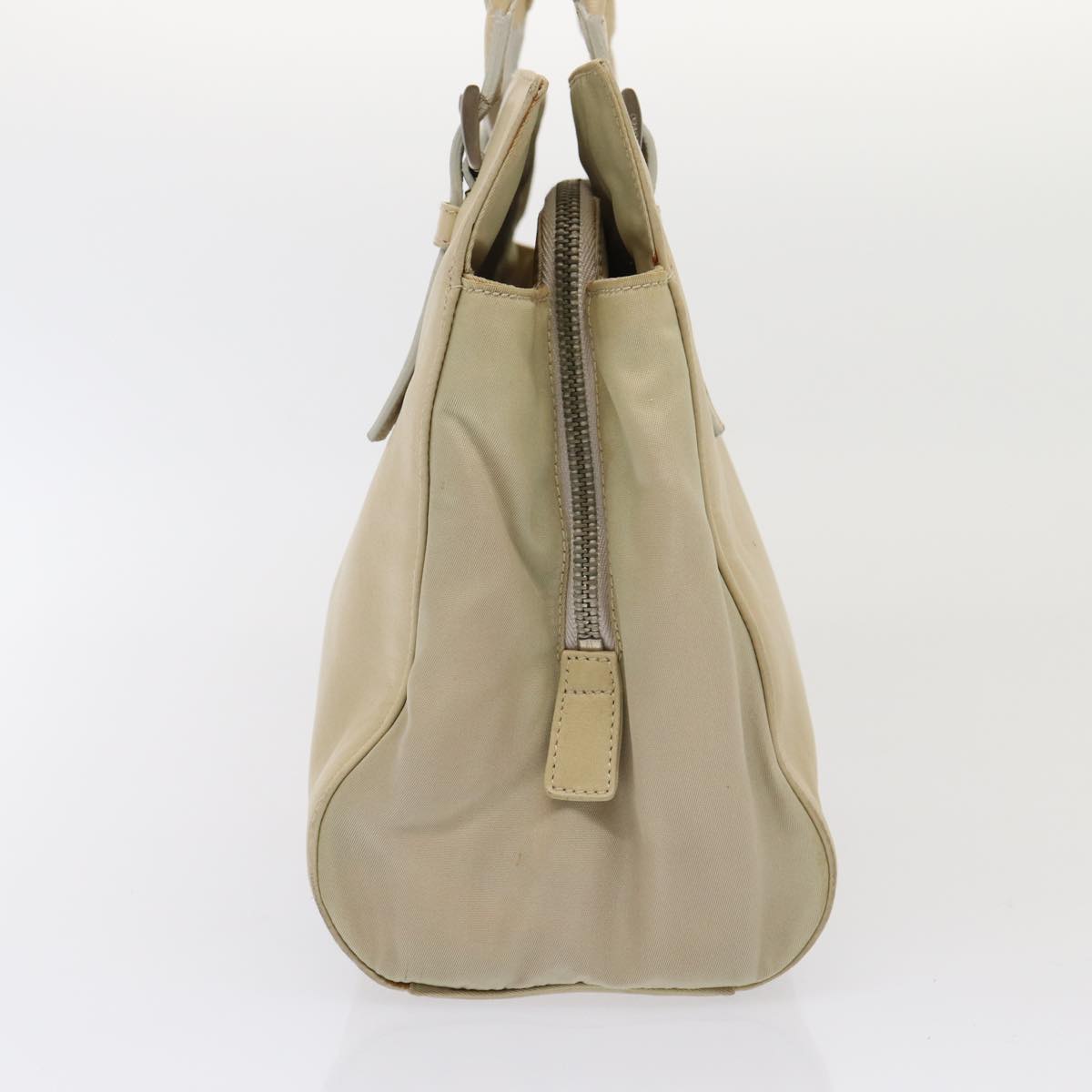 PRADA Hand Bag Leather Beige Auth