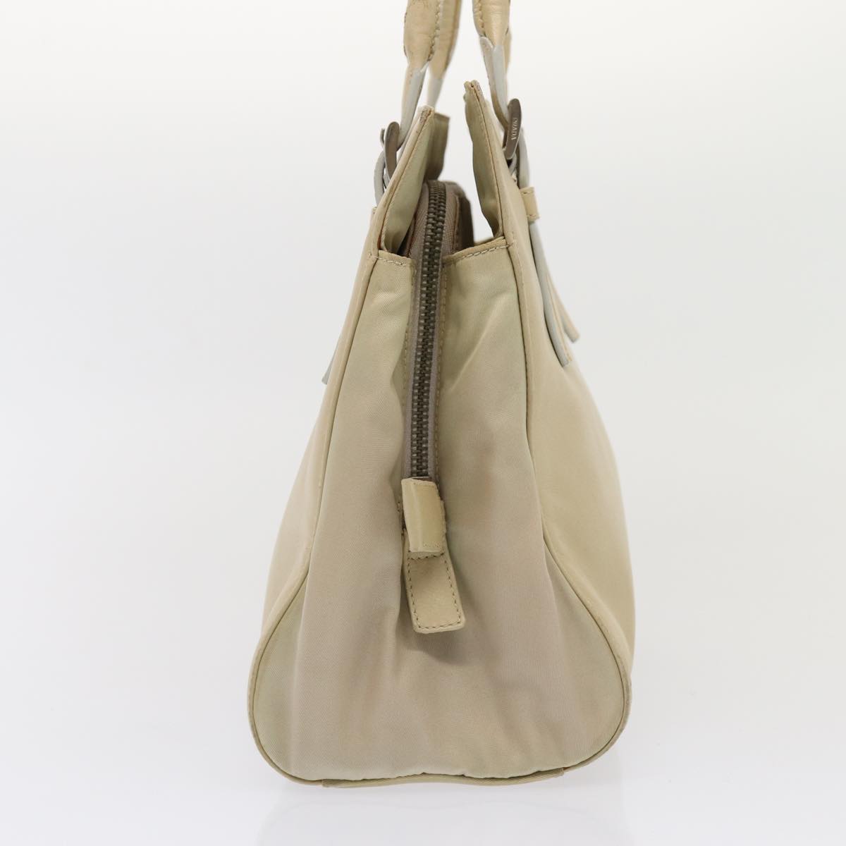 PRADA Hand Bag Leather Beige Auth