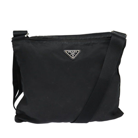 PRADA Shoulder Bag Nylon Black Silver Auth