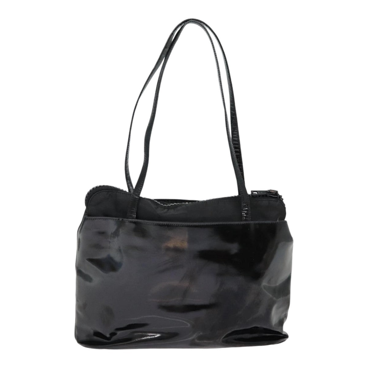 PRADA Tote Bag Enamel Black Auth