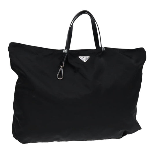 PRADA Tote Bag Nylon Black Silver Auth
