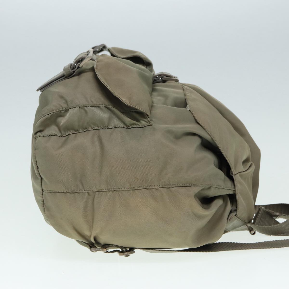 PRADA Backpack Nylon Beige Silver Auth