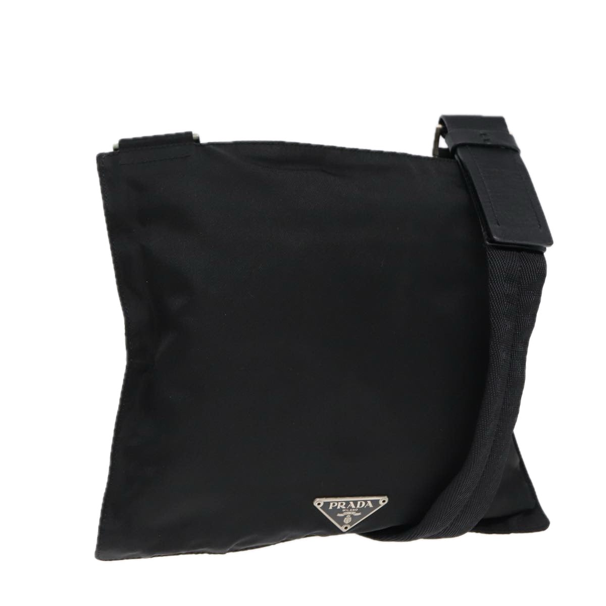 PRADA Shoulder Bag Nylon Black Silver Auth