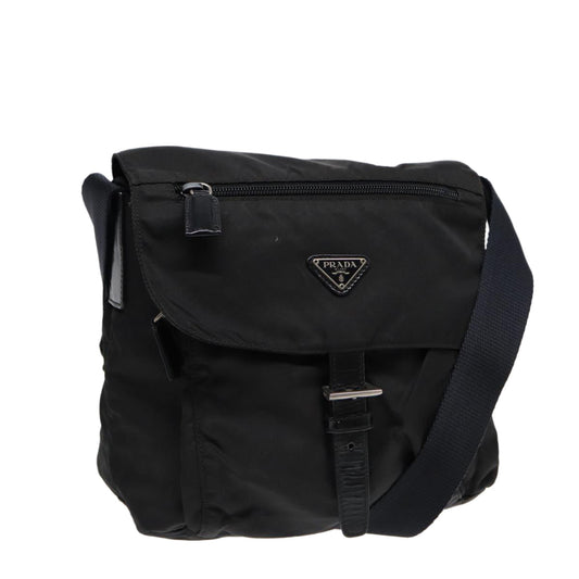 PRADA Shoulder Bag Nylon Black Silver Auth