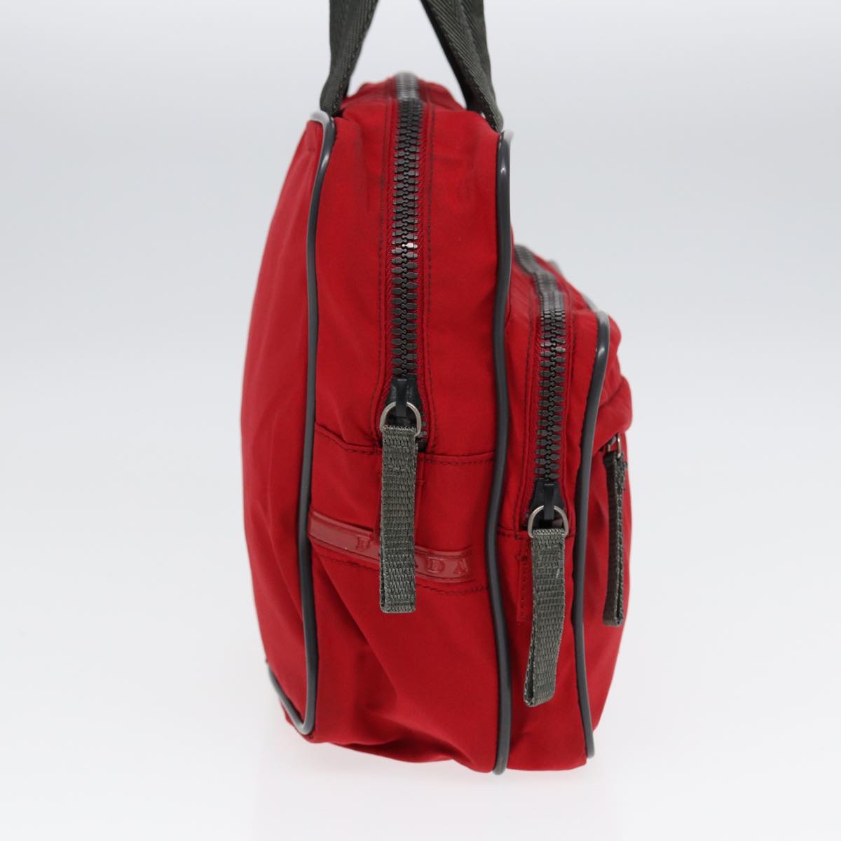 PRADA Sports Hand Bag Nylon Red Silver Auth
