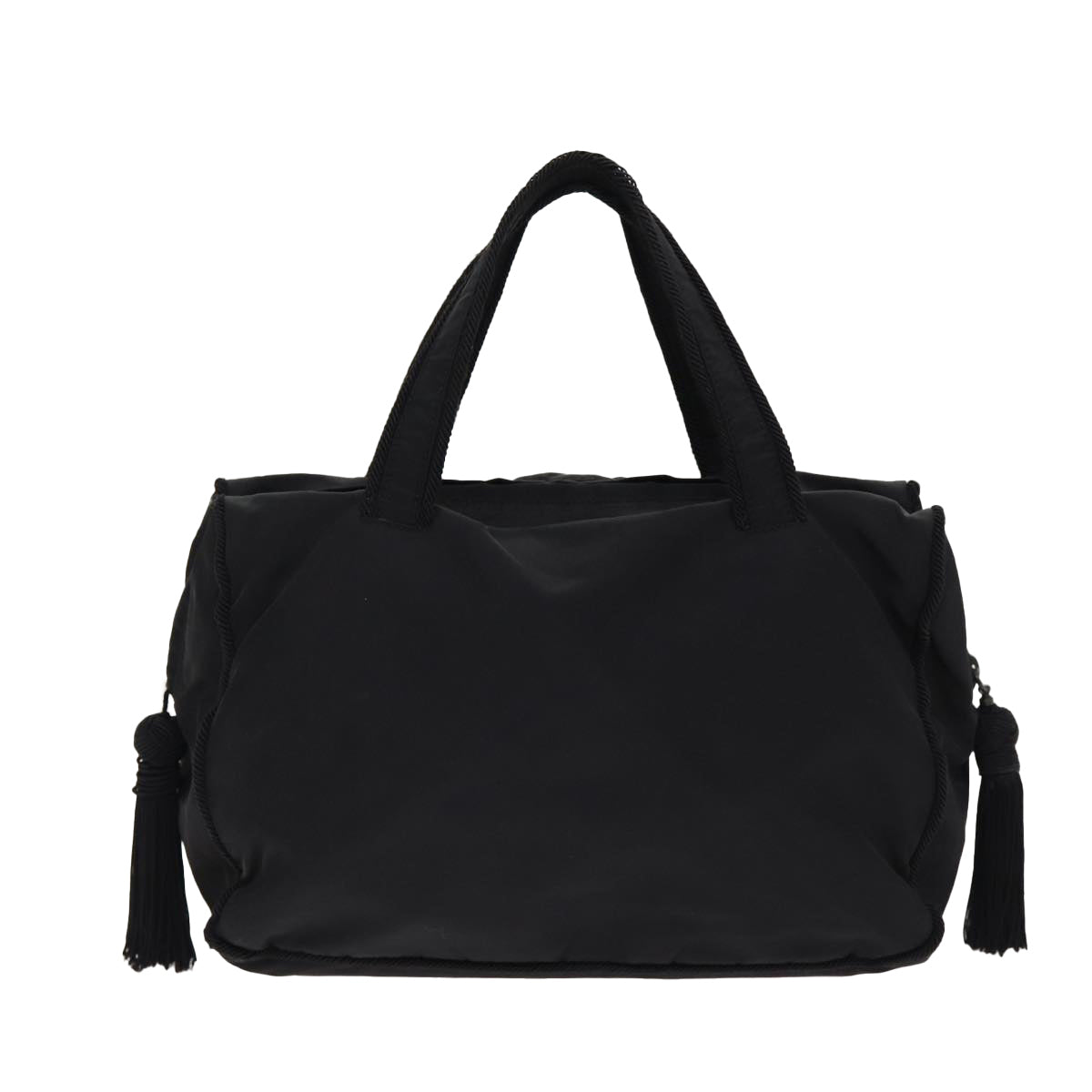 PRADA Hand Bag Nylon Black Silver Auth