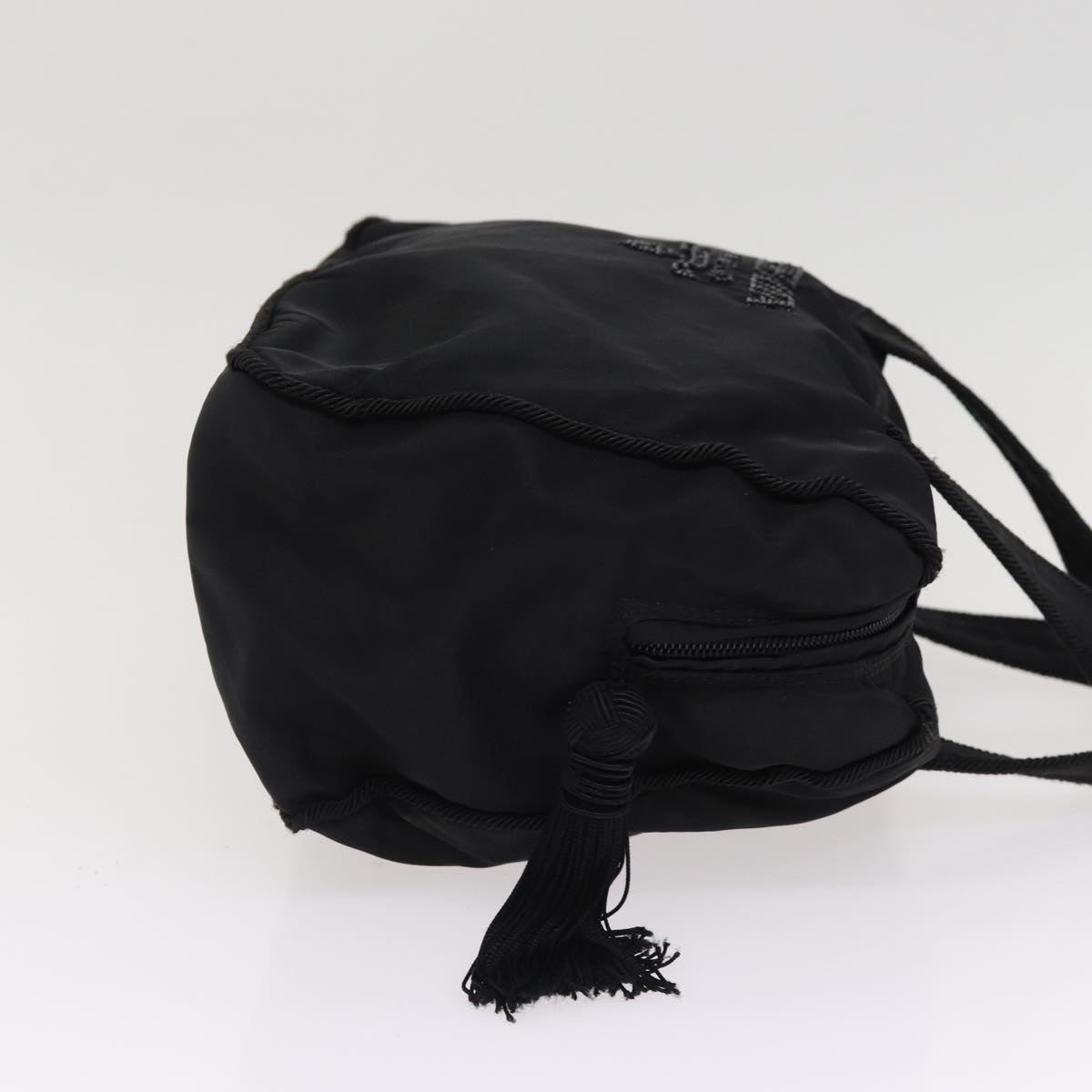 PRADA Hand Bag Nylon Black Silver Auth